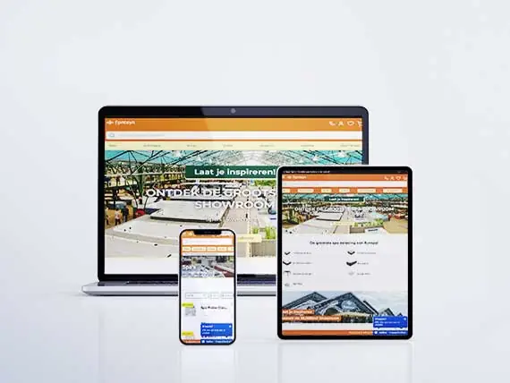 Web d'una botiga online de spas en diversos dispositius