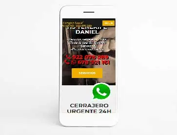 Web d'un servei de manyà urgent 24 h en un mòbil